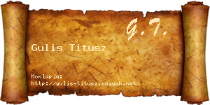 Gulis Titusz névjegykártya